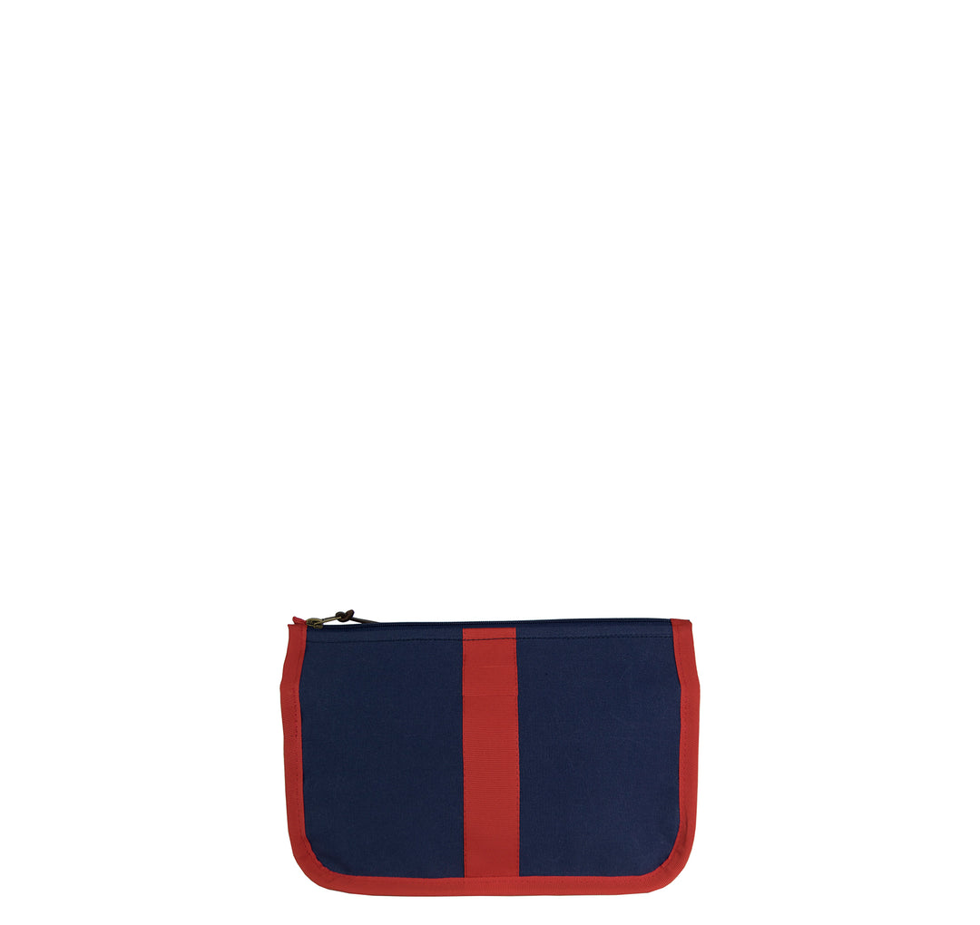 Kulturtasche -M- NAVY mit rotem Ripsband