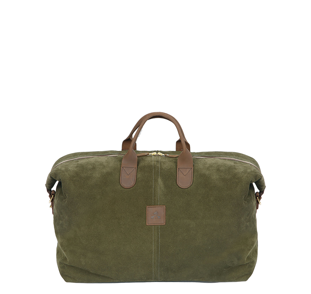 Leder Weekender ROBINSON Khaki & orange