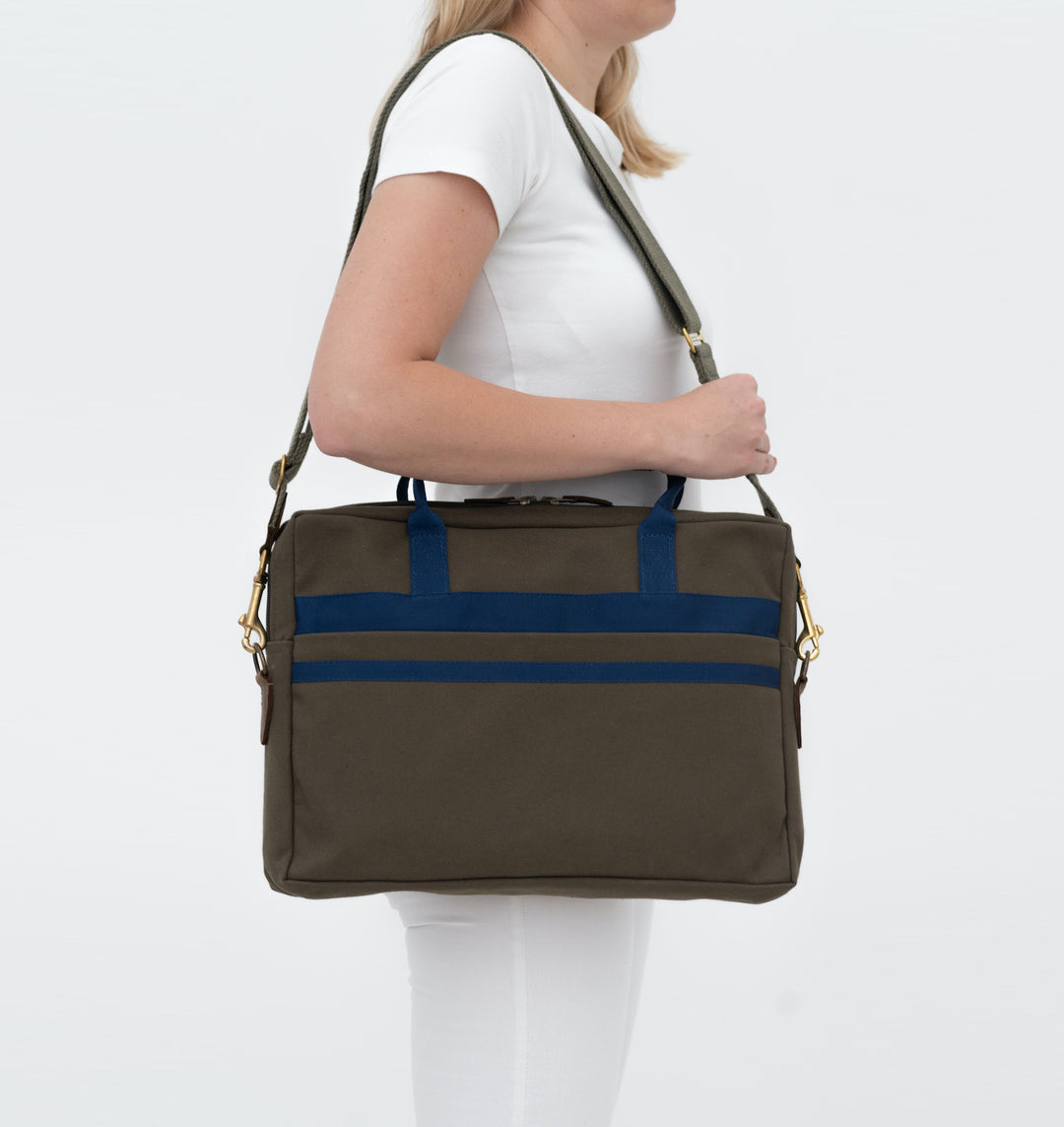 Business bag -M- GREEN RIPS navy