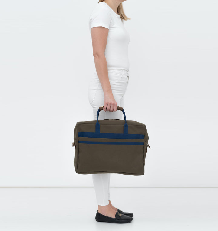 Business bag -M- GREEN RIPS navy