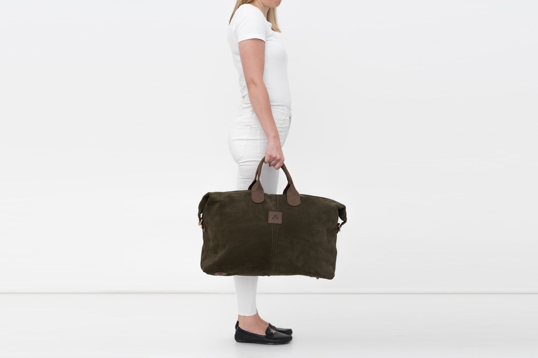 Leder Weekender ROBINSON Khaki & orange