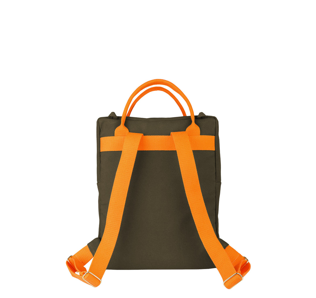 Rucksack GREEN mit orangem Gurtband