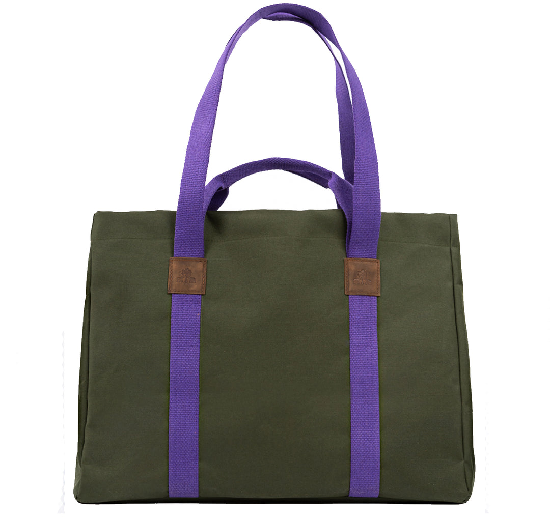 Shopper KODURA -L- Khaki mit lila Gurtband