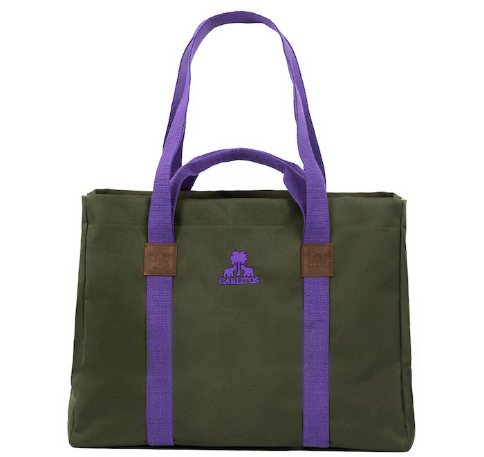 Shopper KODURA -L- Khaki with purple strap