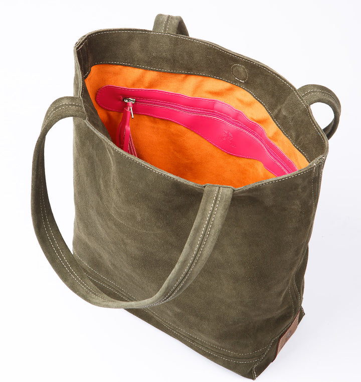 TOTEBAG -Olive- Wildleder